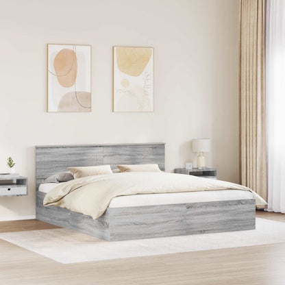 Struttura del letto con testiera Grigio Sonoma 200 x 200 cm