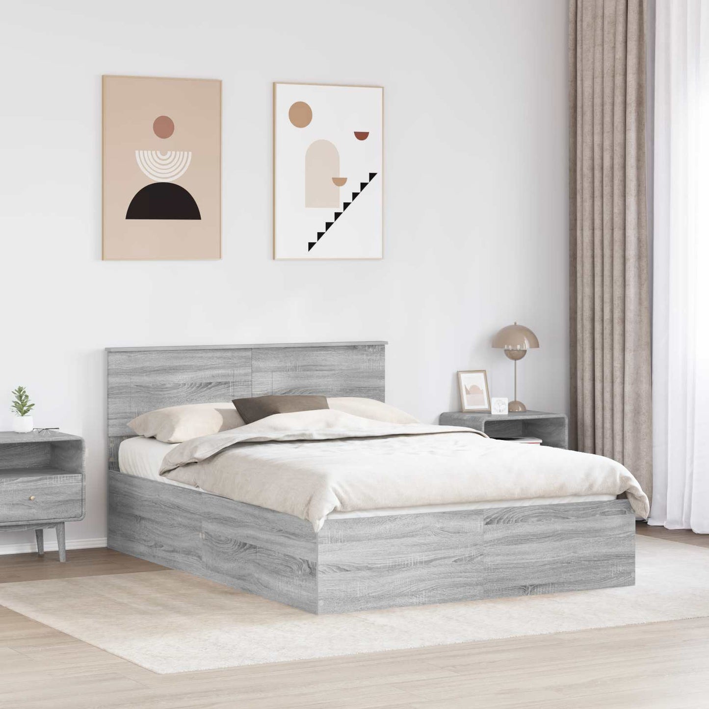 Struttura del letto con testiera Grigio Sonoma 150 x 200 cm