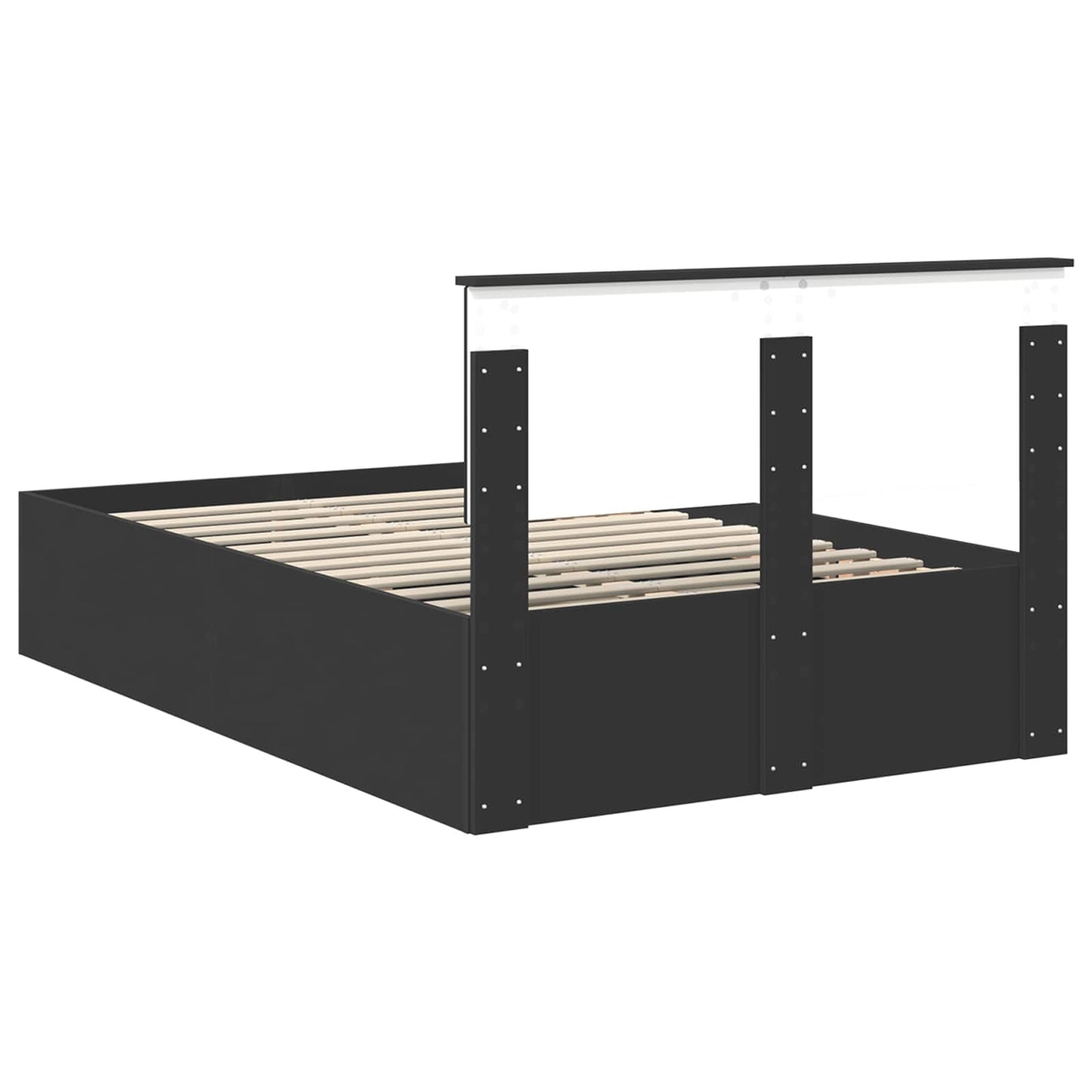 Struttura del letto Nero 135 x 190 cm Legno multistrato | homemem39