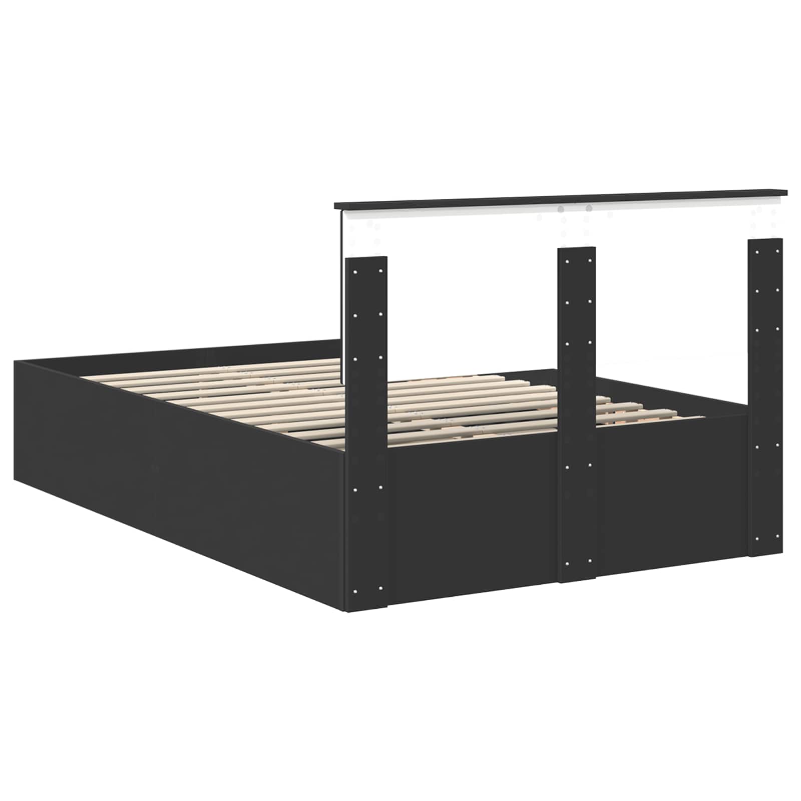 Struttura del letto Nero 135 x 190 cm Legno multistrato | homemem39