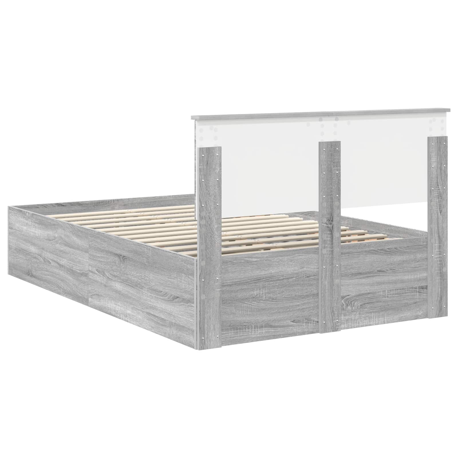Struttura del letto con testiera Grigio Sonoma 135 x 190 cm | homemem39