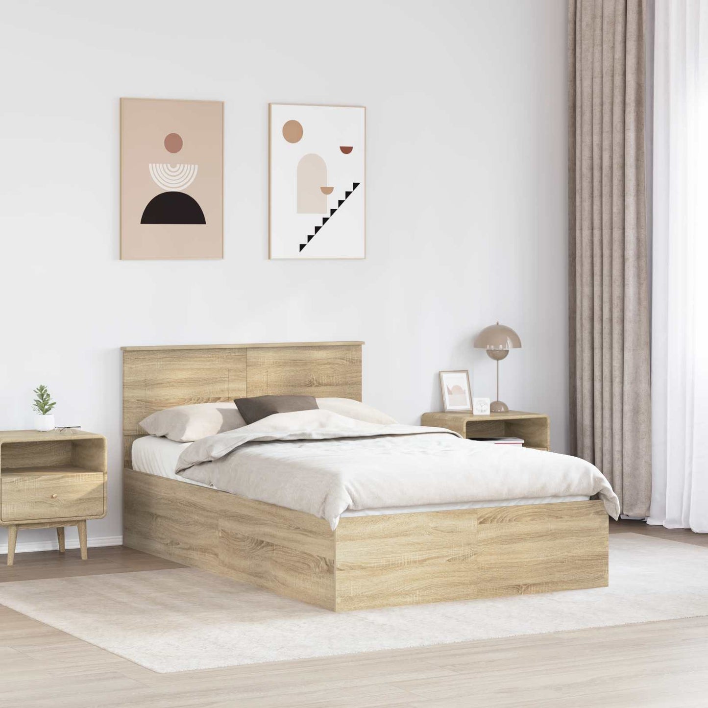 Struttura del letto con testiera Rovere Sonoma 120 x 200 cm
