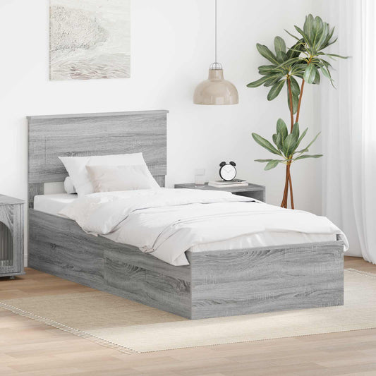 Struttura del letto con testiera Grigio Sonoma 100 x 200 cm