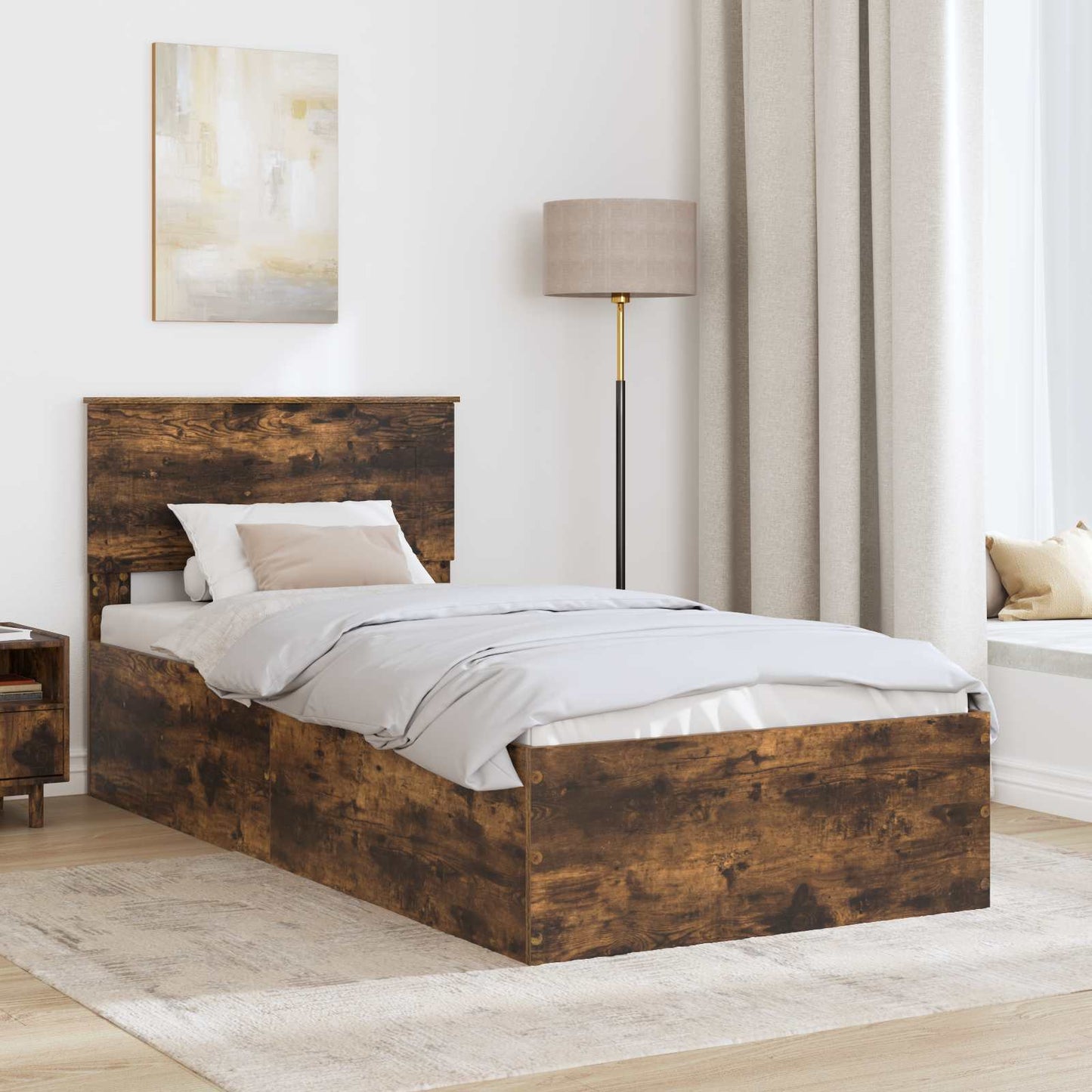 Struttura del letto Rovere fumé 90 x 200 cm Legno multistrato | homemem39