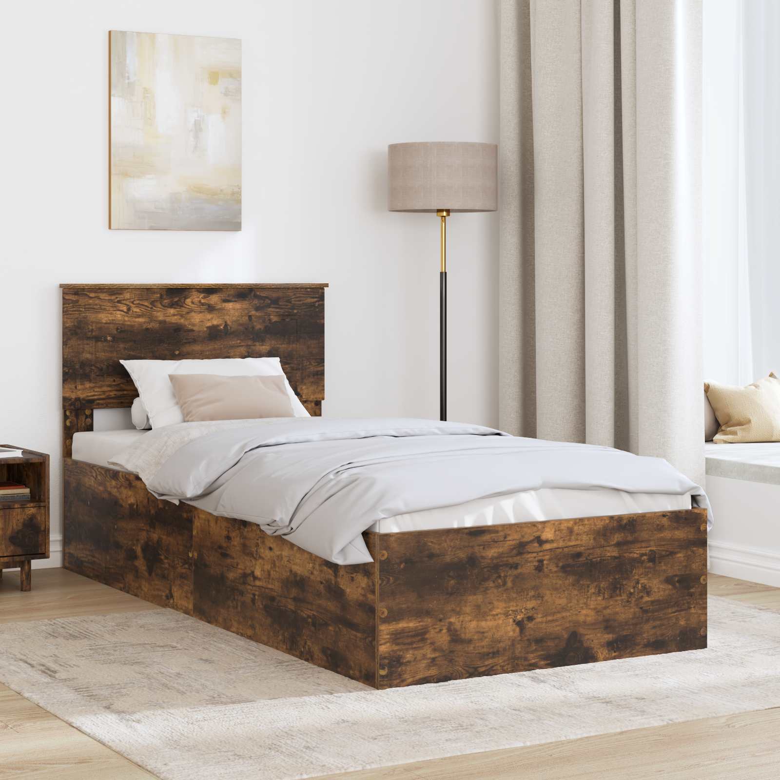 Struttura del letto Rovere fumé 90 x 200 cm Legno multistrato | homemem39