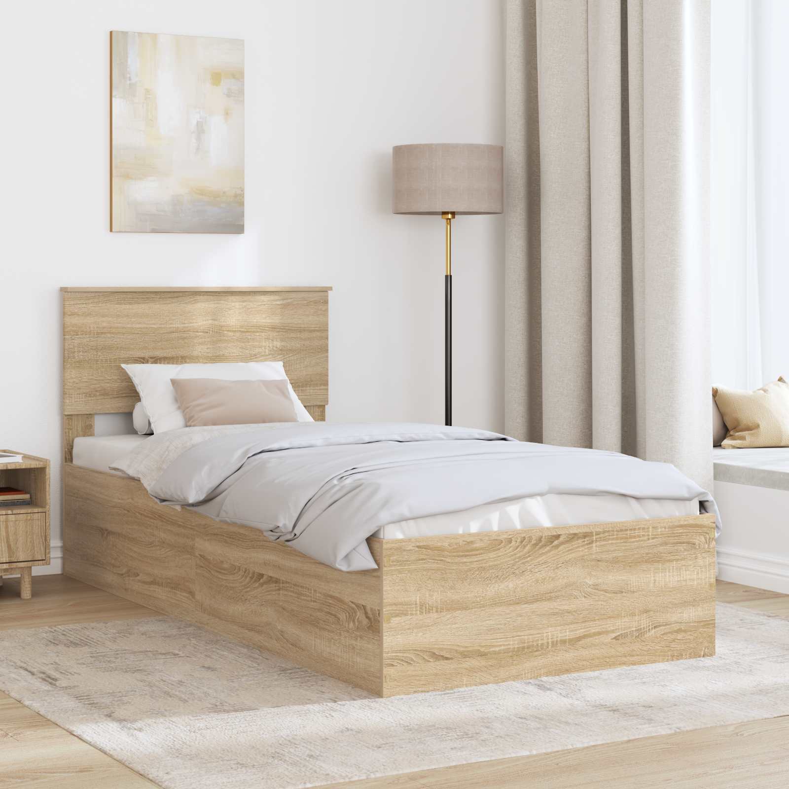 Struttura del letto Rovere Sonoma 75 x 190 cm Legno multistrato | homemem39