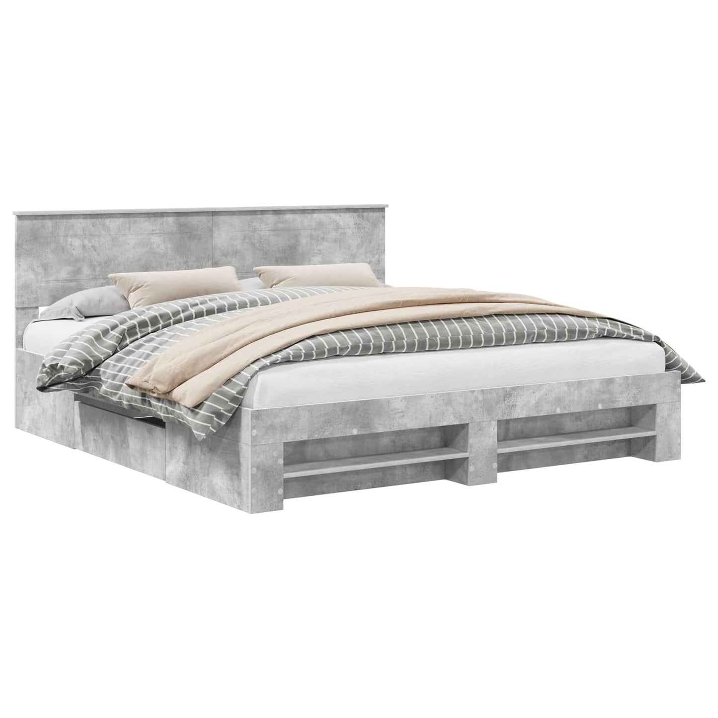 Struttura del letto con testiera Grigio cemento 200 x 200 cm | homemem39