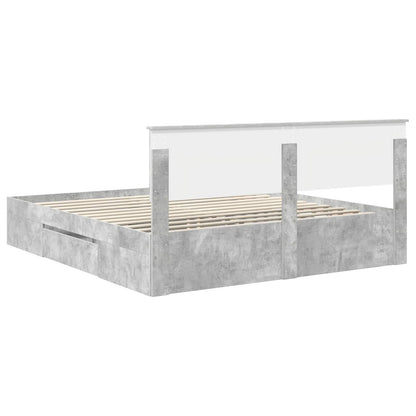 Struttura del letto con testiera Grigio cemento 200 x 200 cm