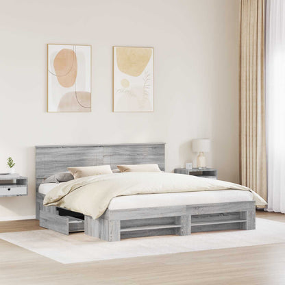 Struttura del letto con testiera Grigio Sonoma 180 x 200 cm | homemem39