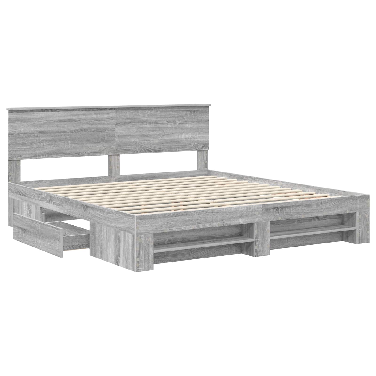 Struttura del letto con testiera Grigio Sonoma 180 x 200 cm | homemem39