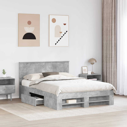 Struttura del letto con testiera Grigio cemento 160 x 200 cm | homemem39