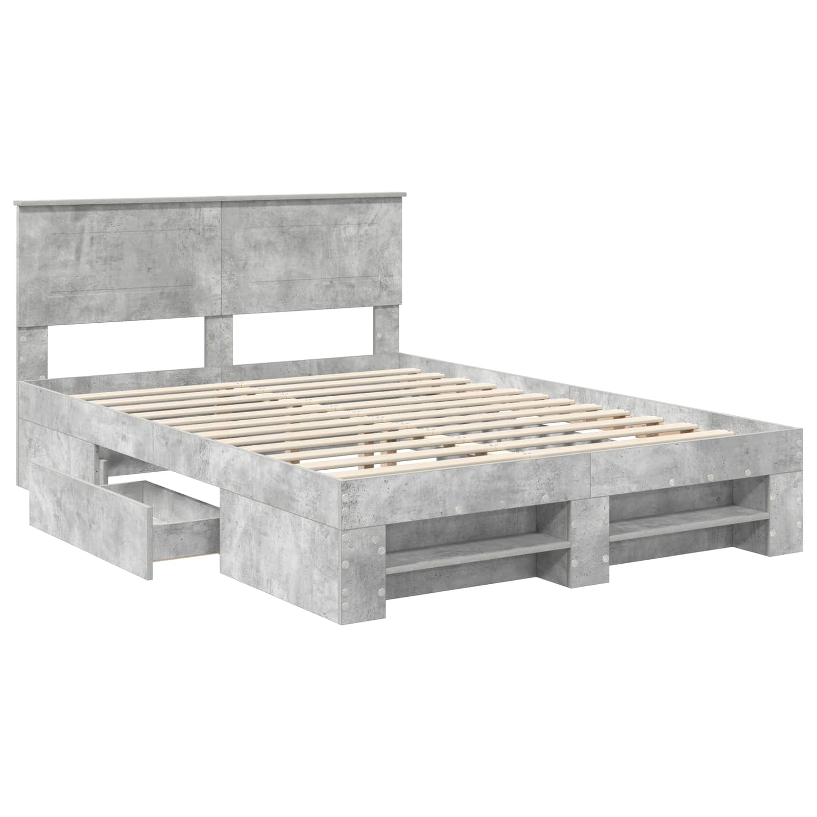 Struttura del letto con testiera Grigio cemento 160 x 200 cm | homemem39