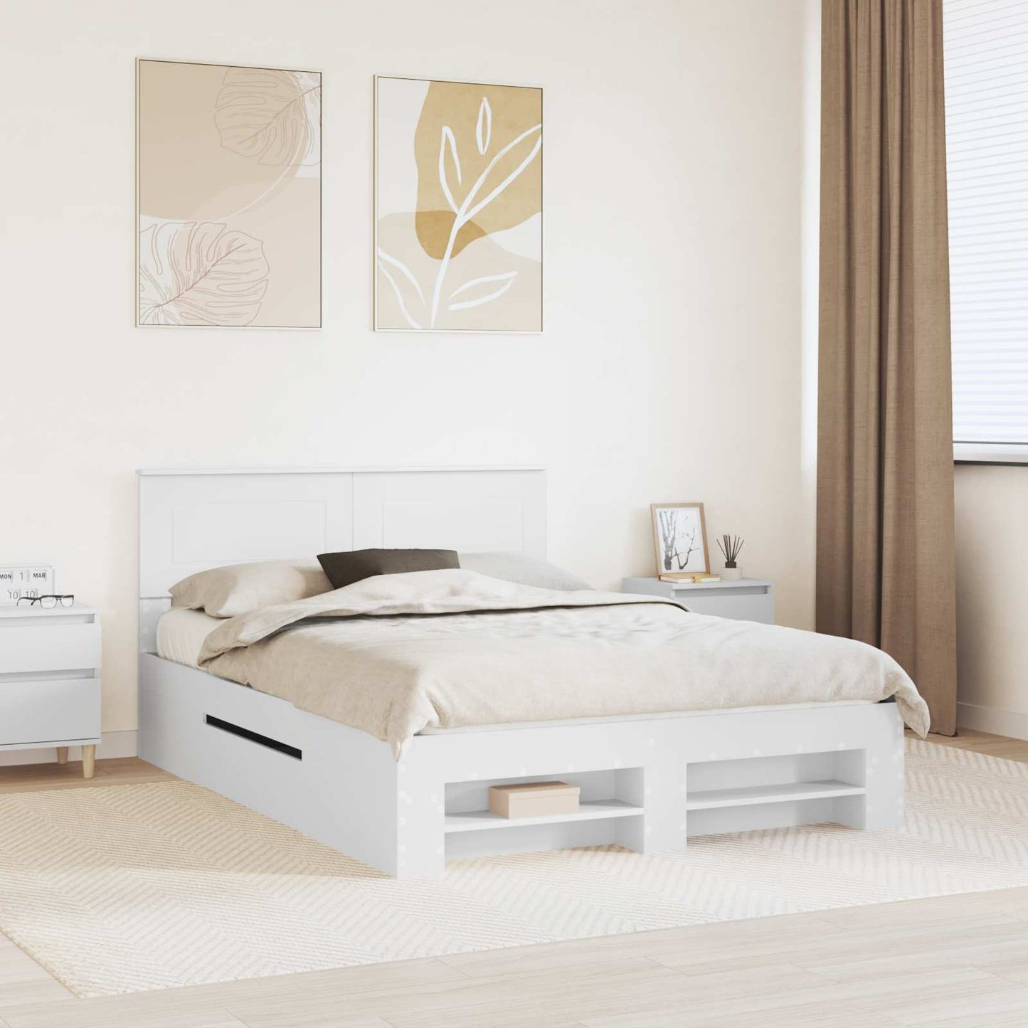 Struttura del letto Bianco 150 x 200 cm Legno multistrato