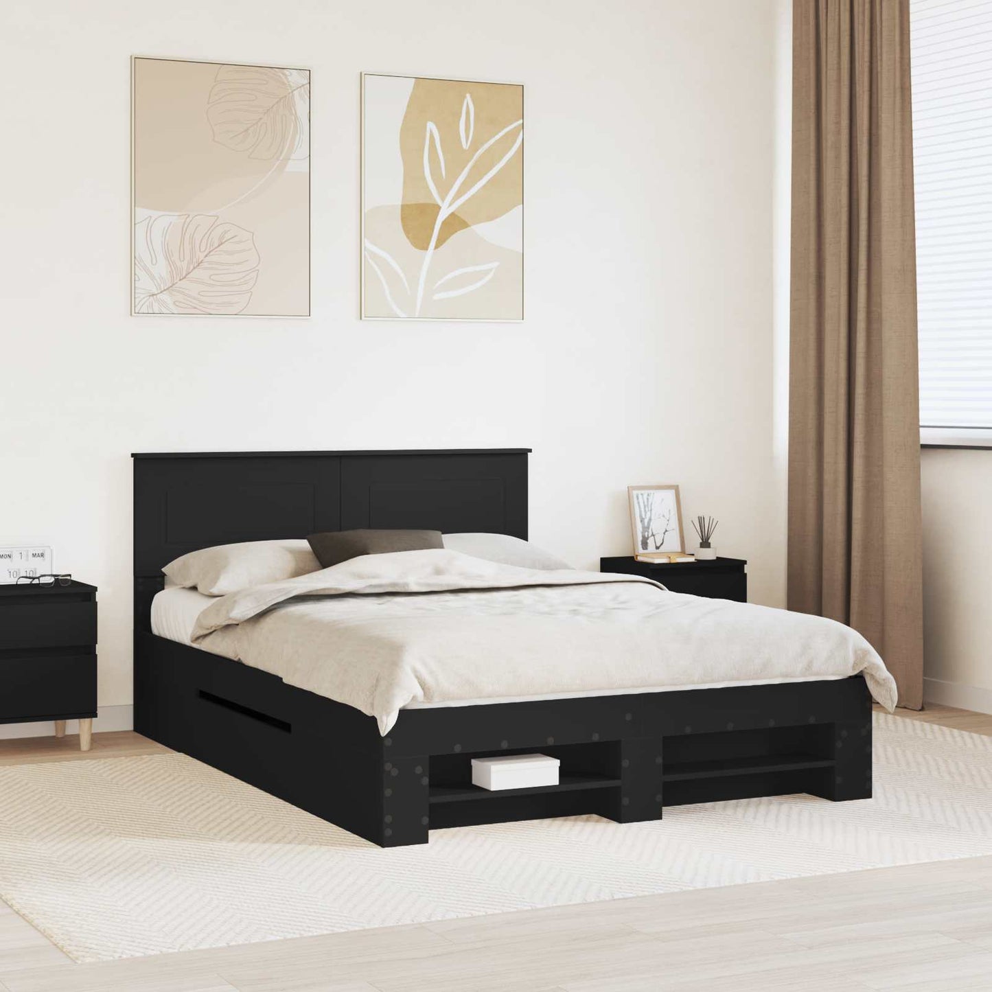 Struttura del letto Nero 140 x 200 cm Legno multistrato