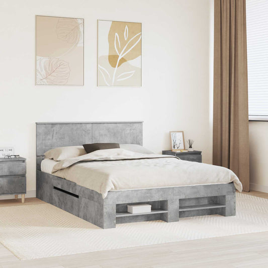 Struttura del letto con testiera Grigio cemento 140 x 200 cm | homemem39