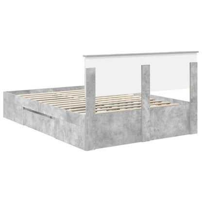 Struttura del letto con testiera Grigio cemento 140 x 200 cm