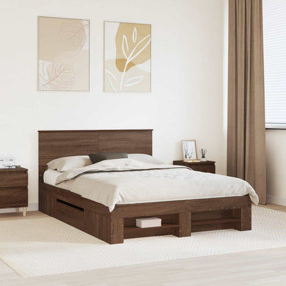 Struttura del letto con testiera Rovere Marrone 140 x 200 cm