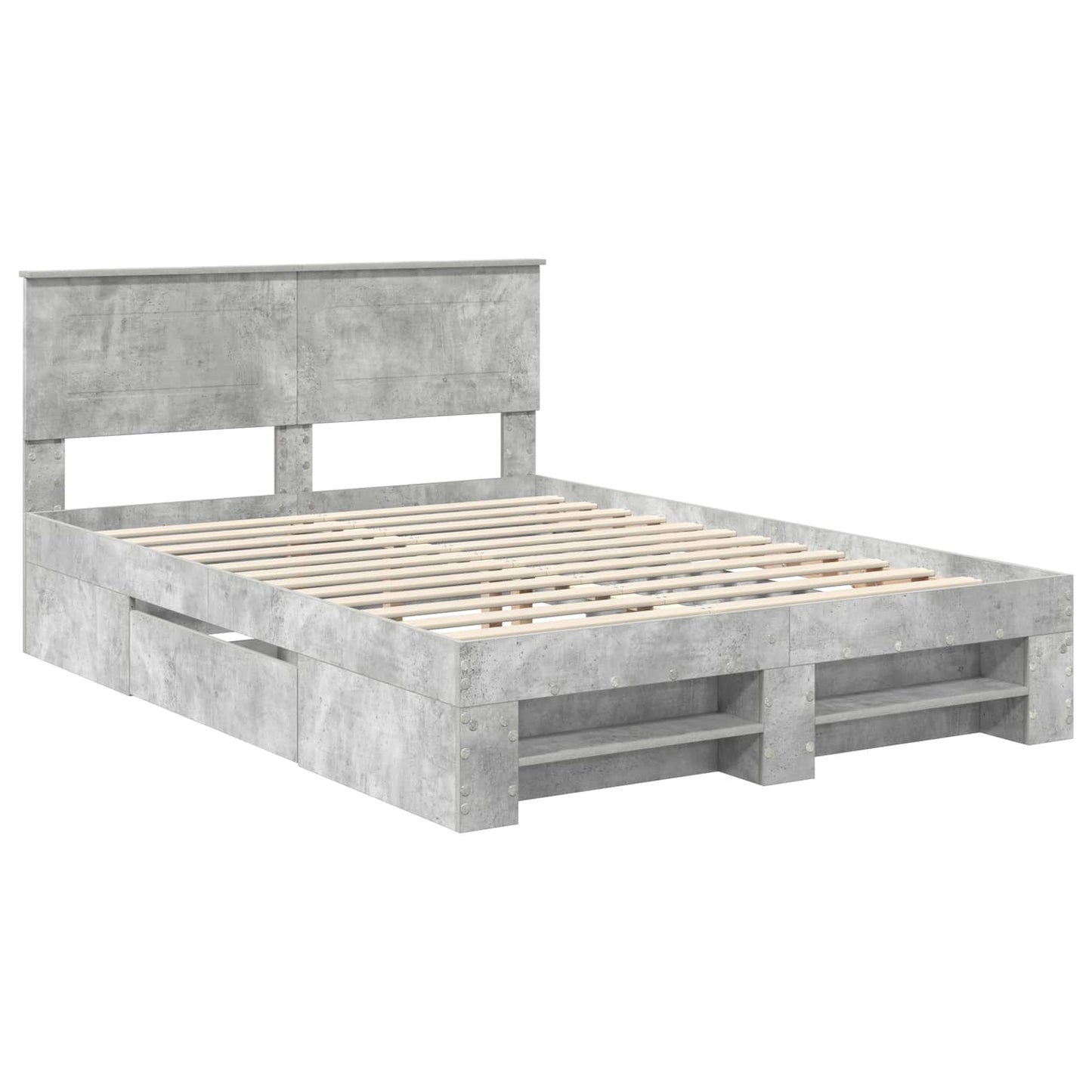 Struttura del letto con testiera Grigio cemento 140 x 200 cm