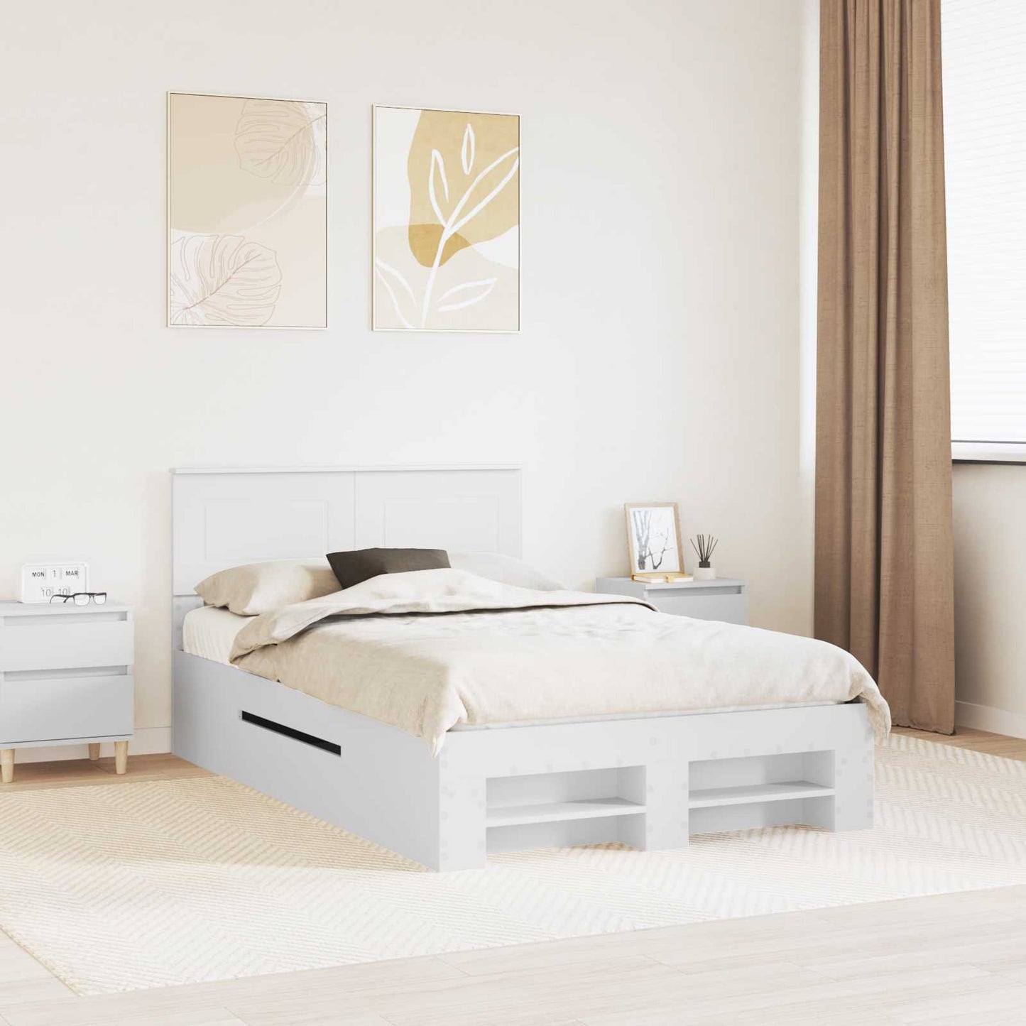 Struttura del letto Bianco 137 x 203 cm Legno multistrato