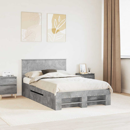 Struttura del letto con testiera Grigio cemento 137 x 203 cm