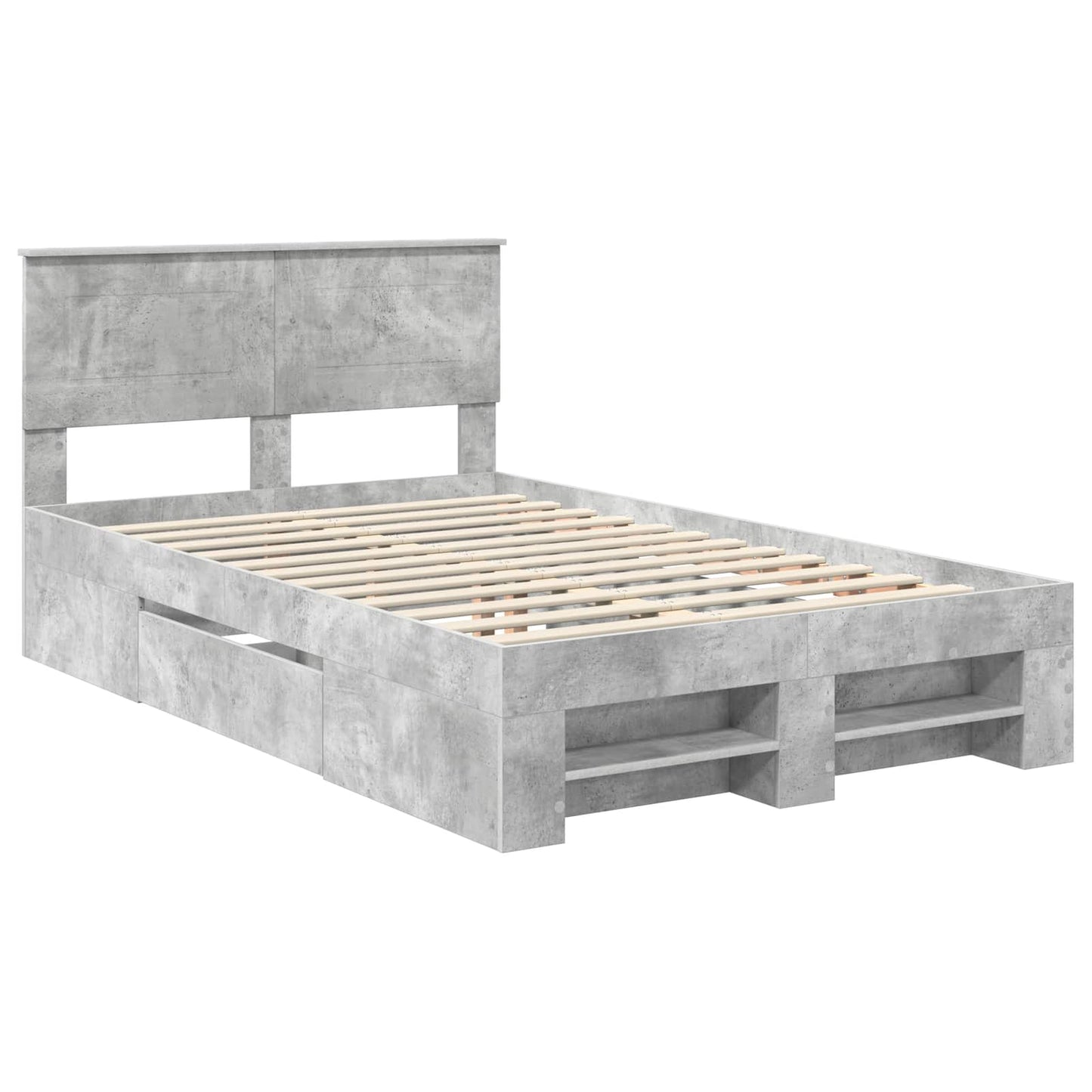 Struttura del letto con testiera Grigio cemento 137 x 203 cm