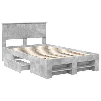 Struttura del letto con testiera Grigio cemento 137 x 203 cm