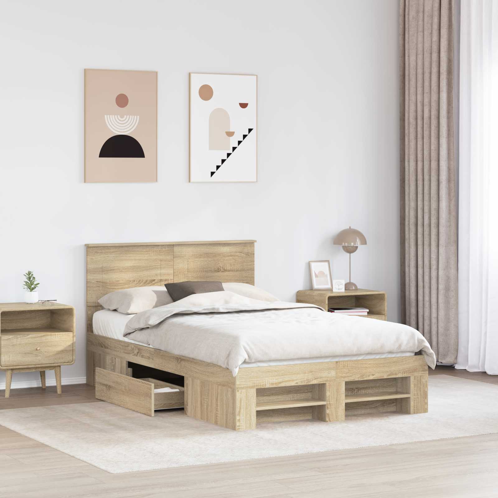 Struttura del letto con testiera Rovere Sonoma 120 x 200 cm | homemem39