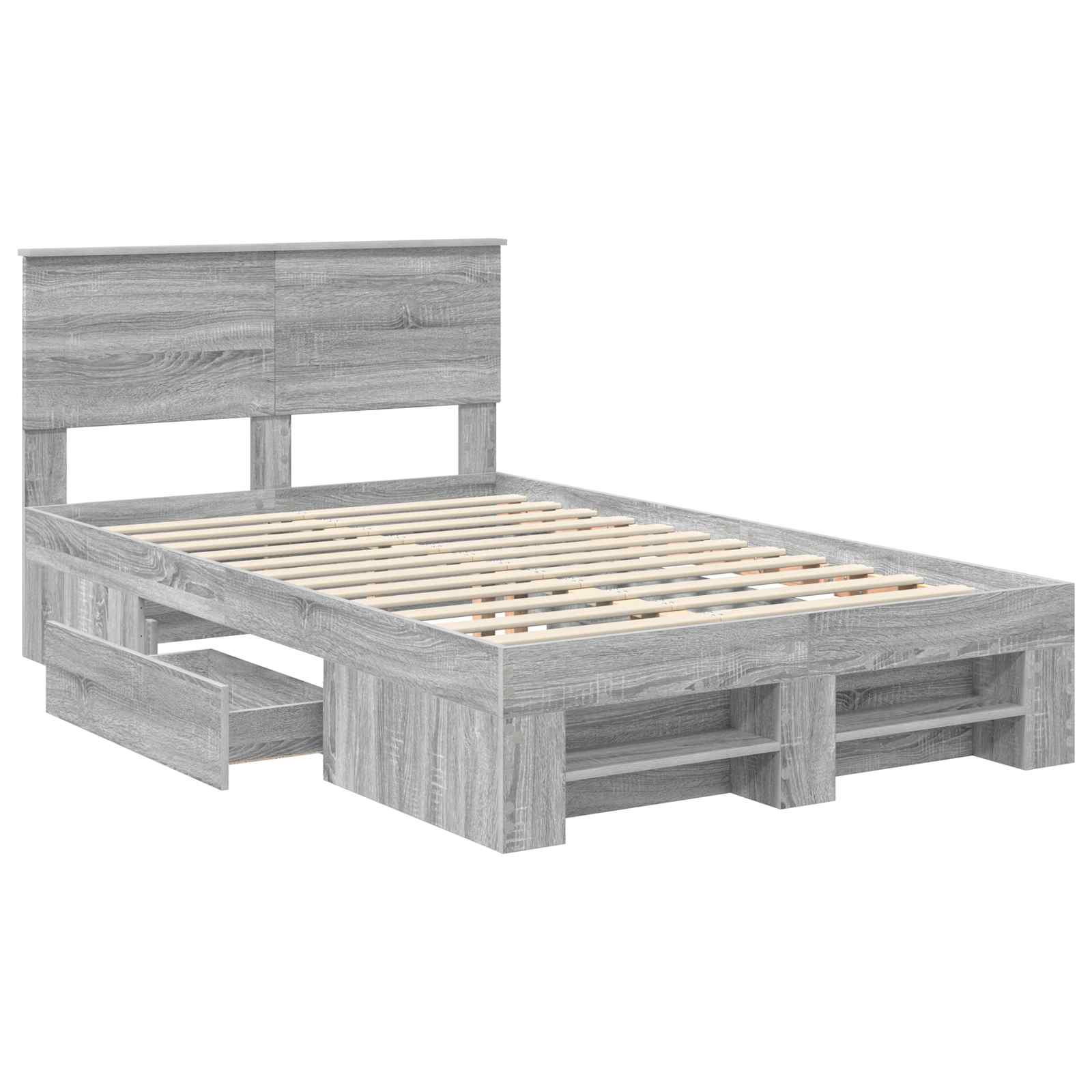 Struttura del letto con testiera Grigio Sonoma 120 x 200 cm | homemem39