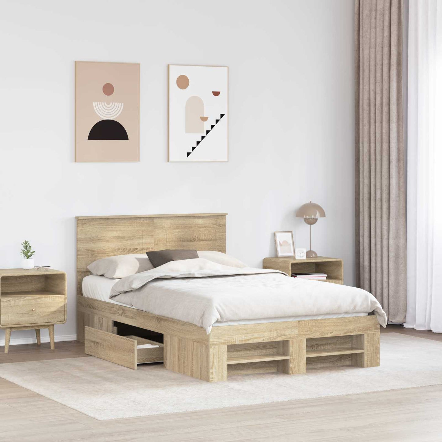 Struttura del letto con testiera Rovere Sonoma 120 x 200 cm