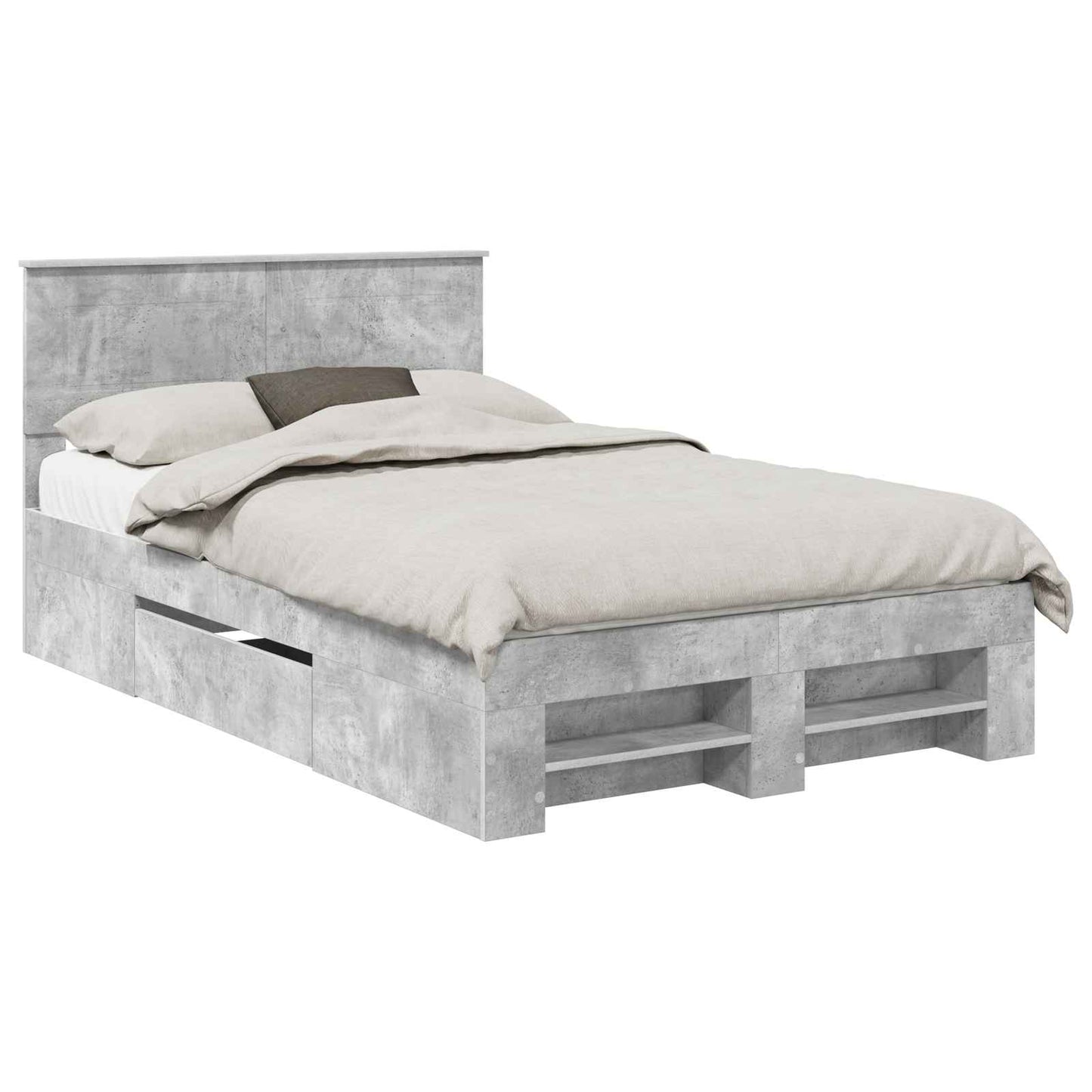 Struttura del letto con testiera Grigio cemento 120 x 200 cm