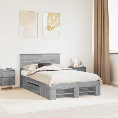 Struttura del letto con testiera Grigio Sonoma 120 x 200 cm