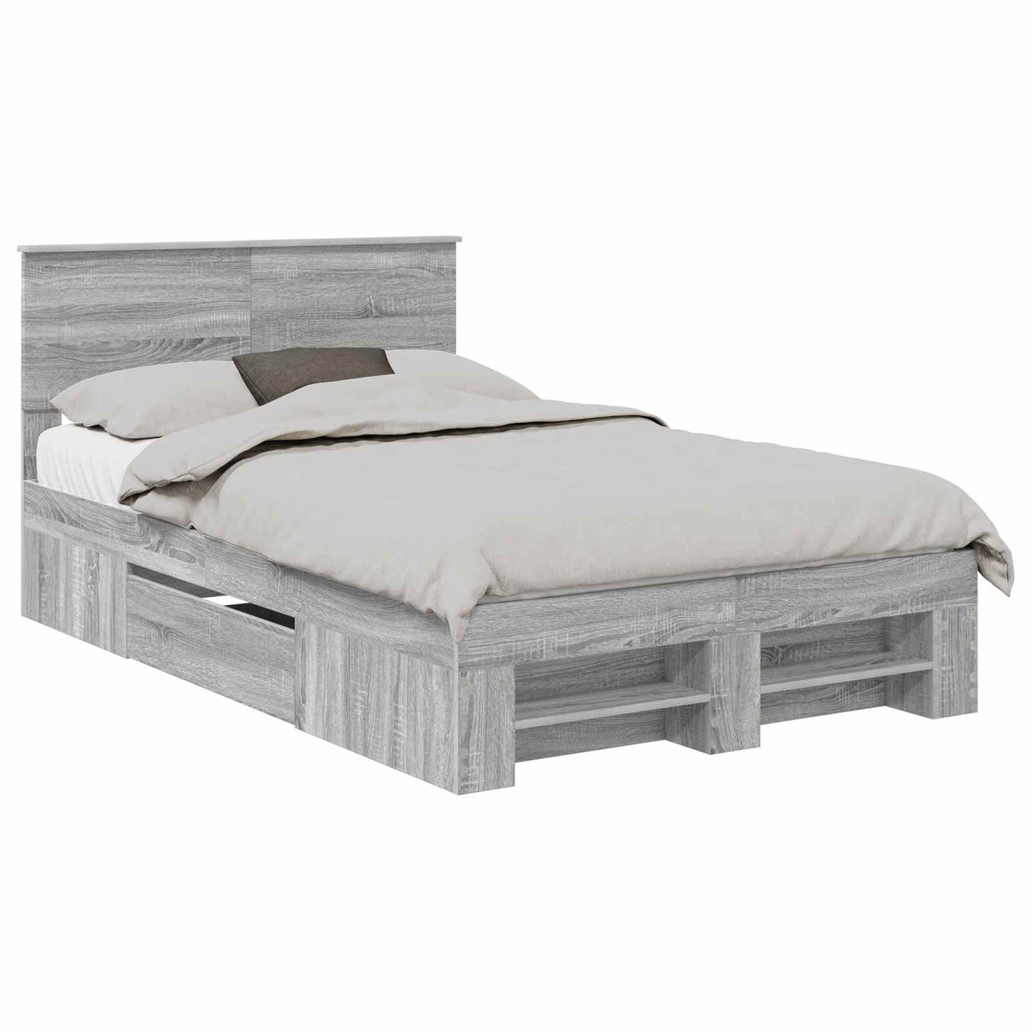 Struttura del letto con testiera Grigio Sonoma 120 x 200 cm