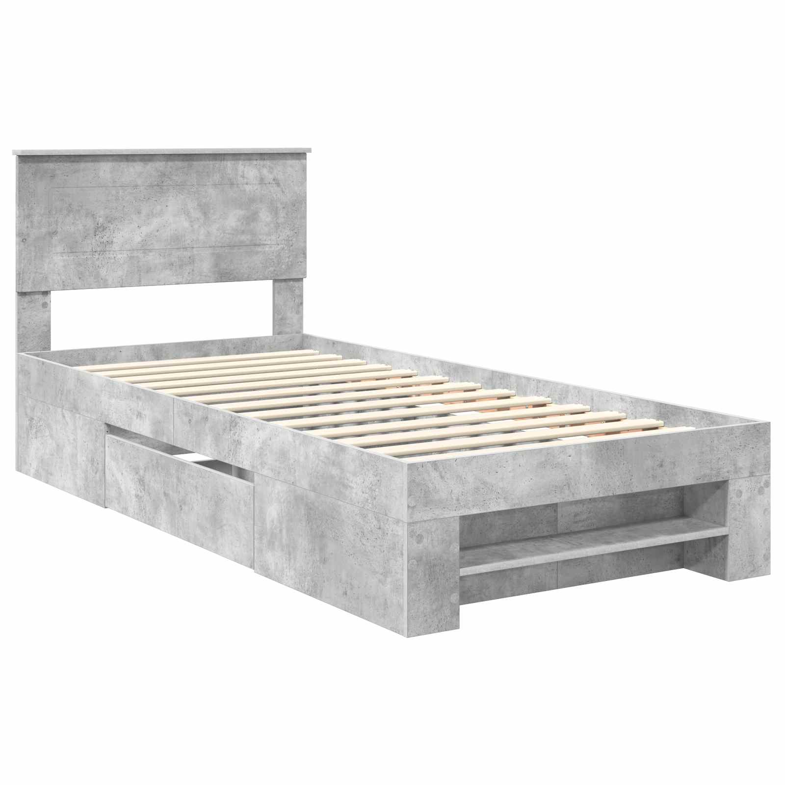 Struttura del letto con testiera Grigio cemento 100 x 200 m | homemem39