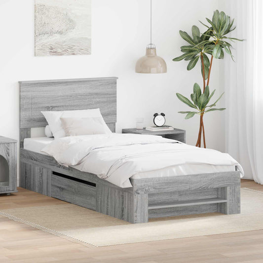 Struttura del letto Grigio Sonoma 100 x 200 m Legno multistrato | homemem39