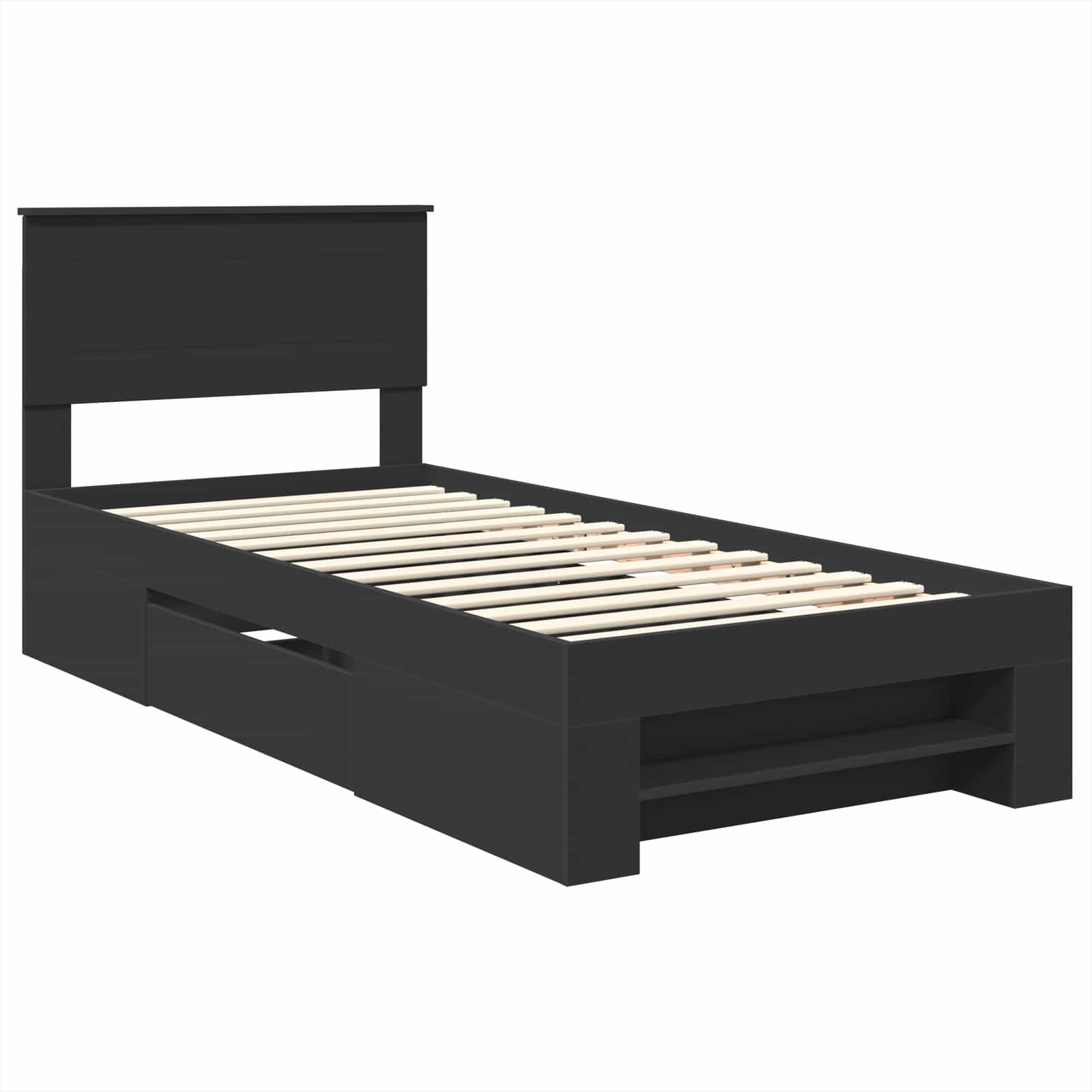 Struttura del letto Nero 90 x 200 cm Legno multistrato | homemem39