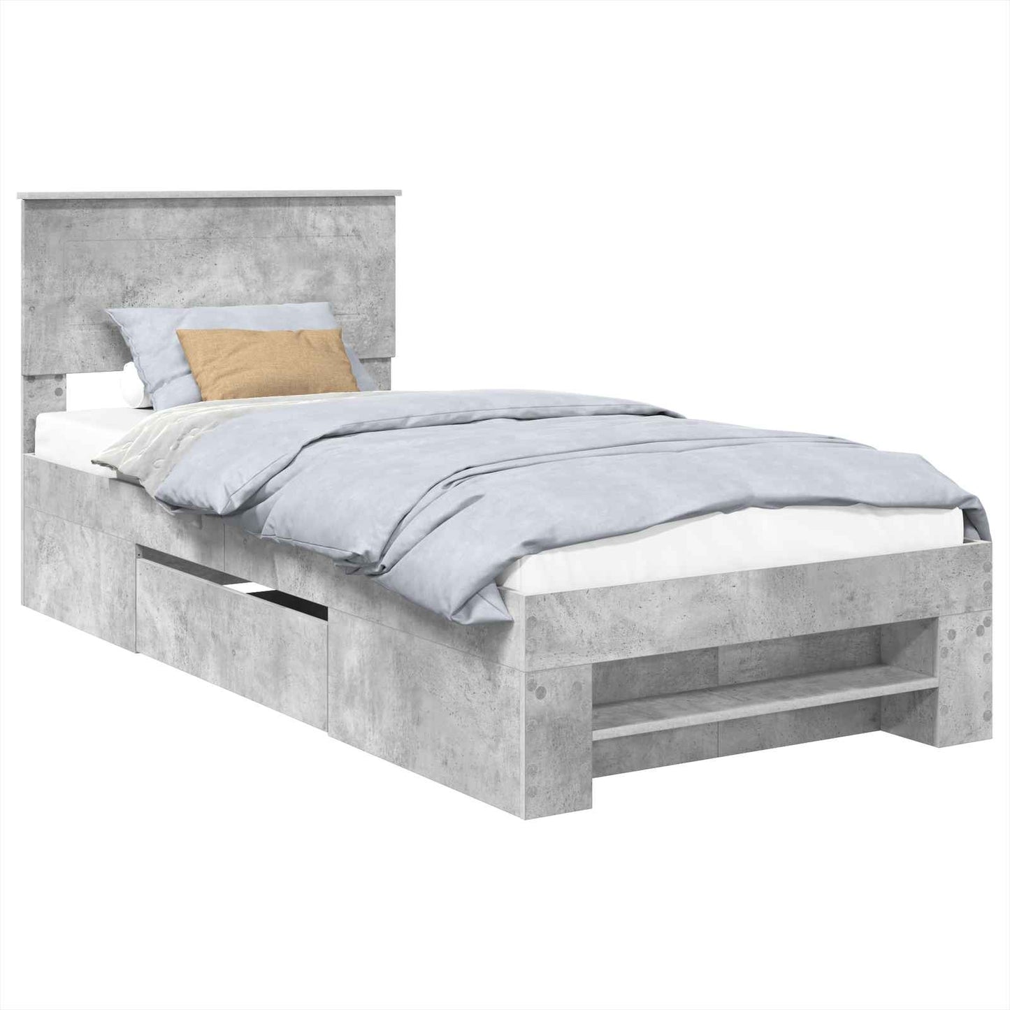 Struttura del letto con testiera Grigio cemento 90 x 200 cm