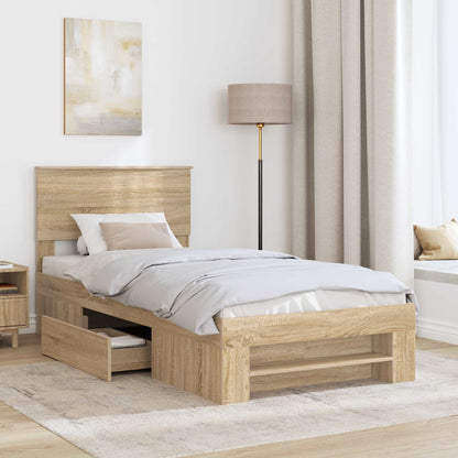 Struttura del letto Rovere Sonoma 90 x 200 cm Legno multistrato