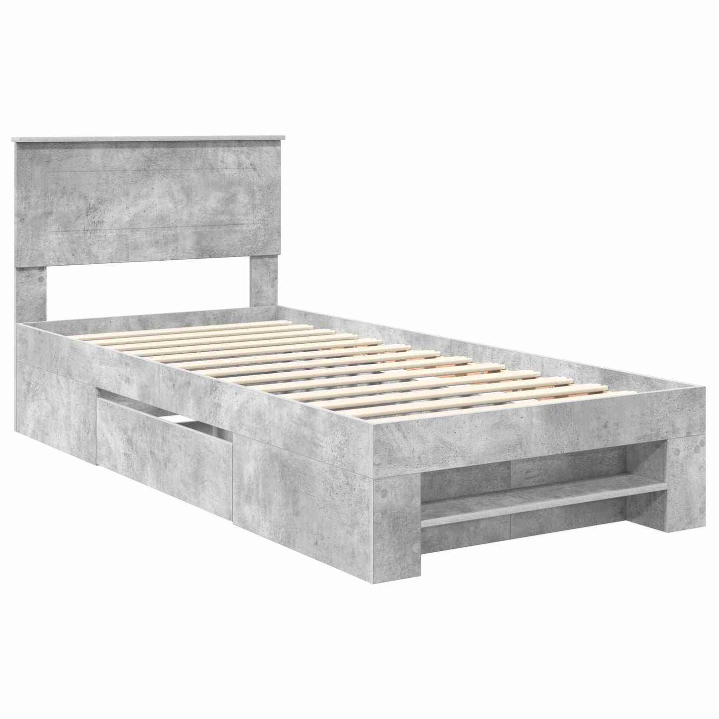 Struttura del letto con testiera Grigio cemento 90 x 200 cm