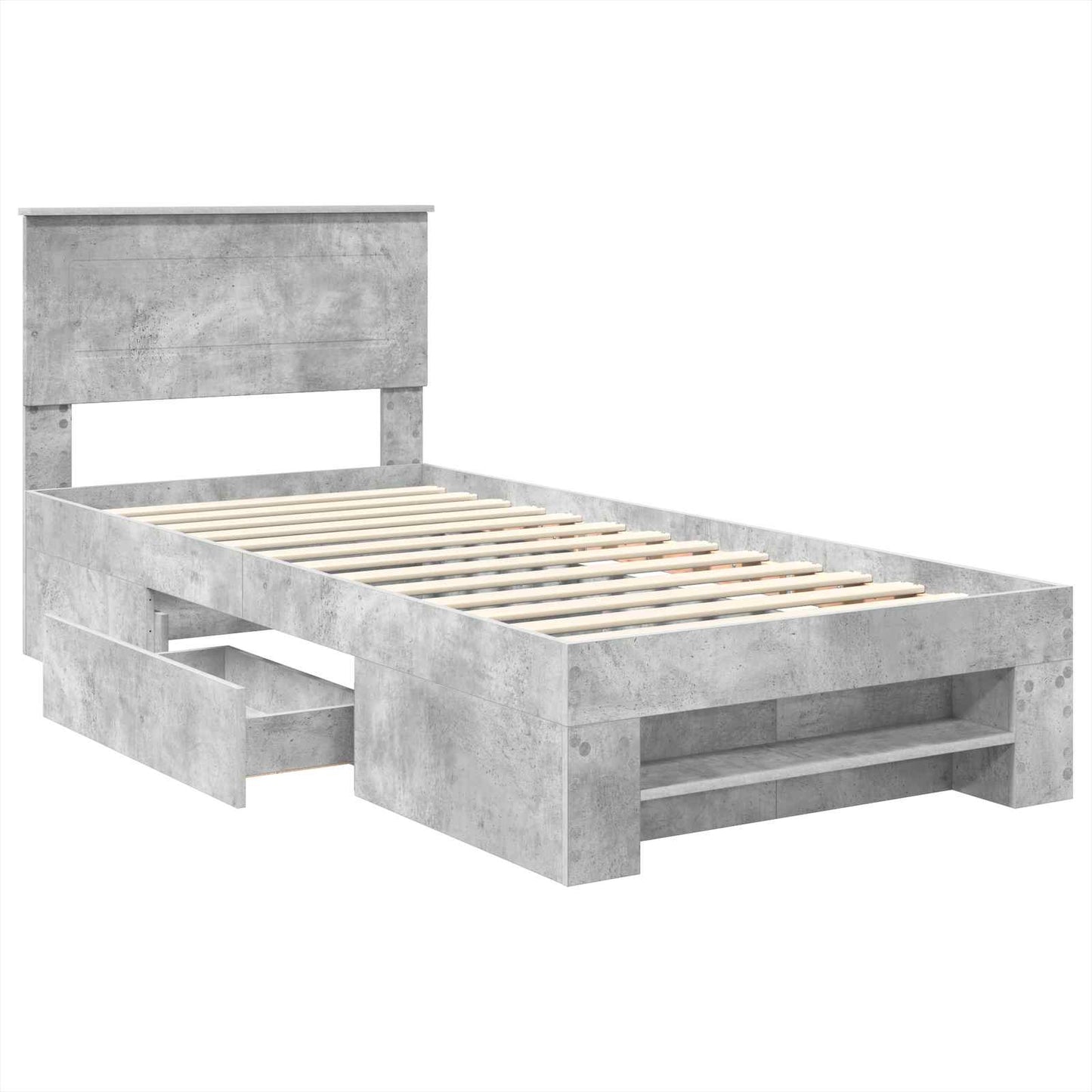 Struttura del letto con testiera Grigio cemento 80 x 200 cm