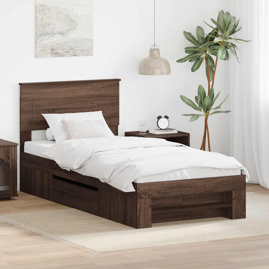 Struttura del letto con testiera Rovere Marrone 80 x 200 cm | homemem39