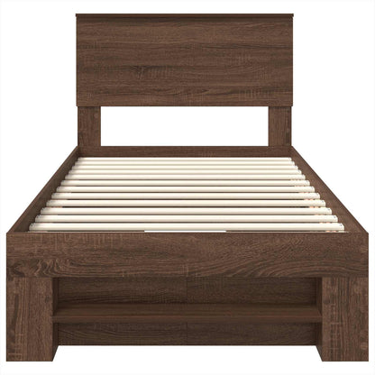 Struttura del letto con testiera Rovere Marrone 80 x 200 cm