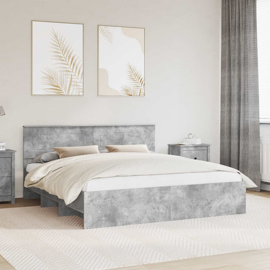 Struttura del letto con testiera Grigio cemento 200 x 200 cm | homemem39