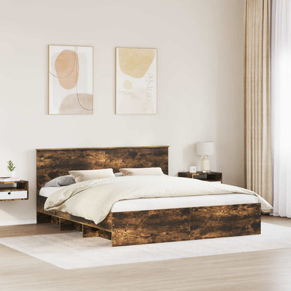 Struttura del letto Rovere fumé 200 x 200 cm Legno multistrato | homemem39