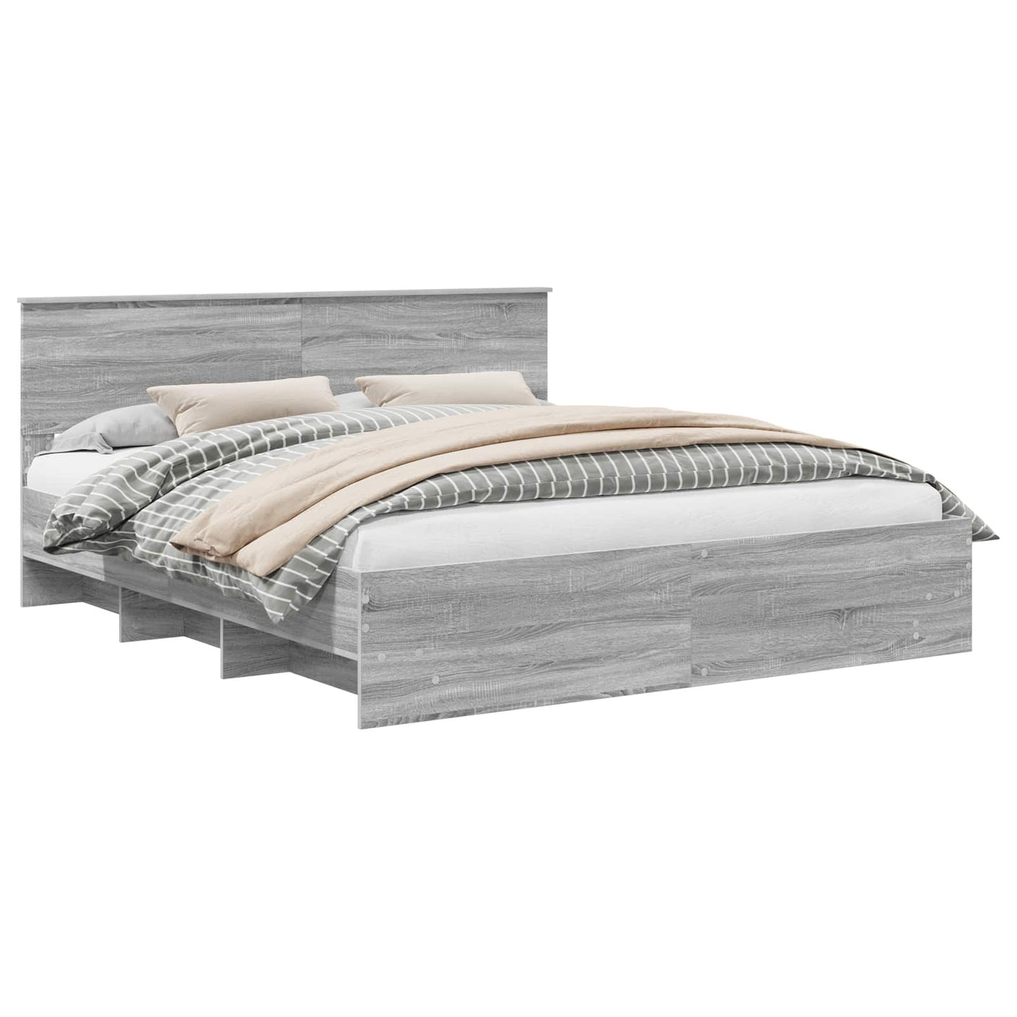 Struttura del letto con testiera Grigio Sonoma 200 x 200 cm | homemem39