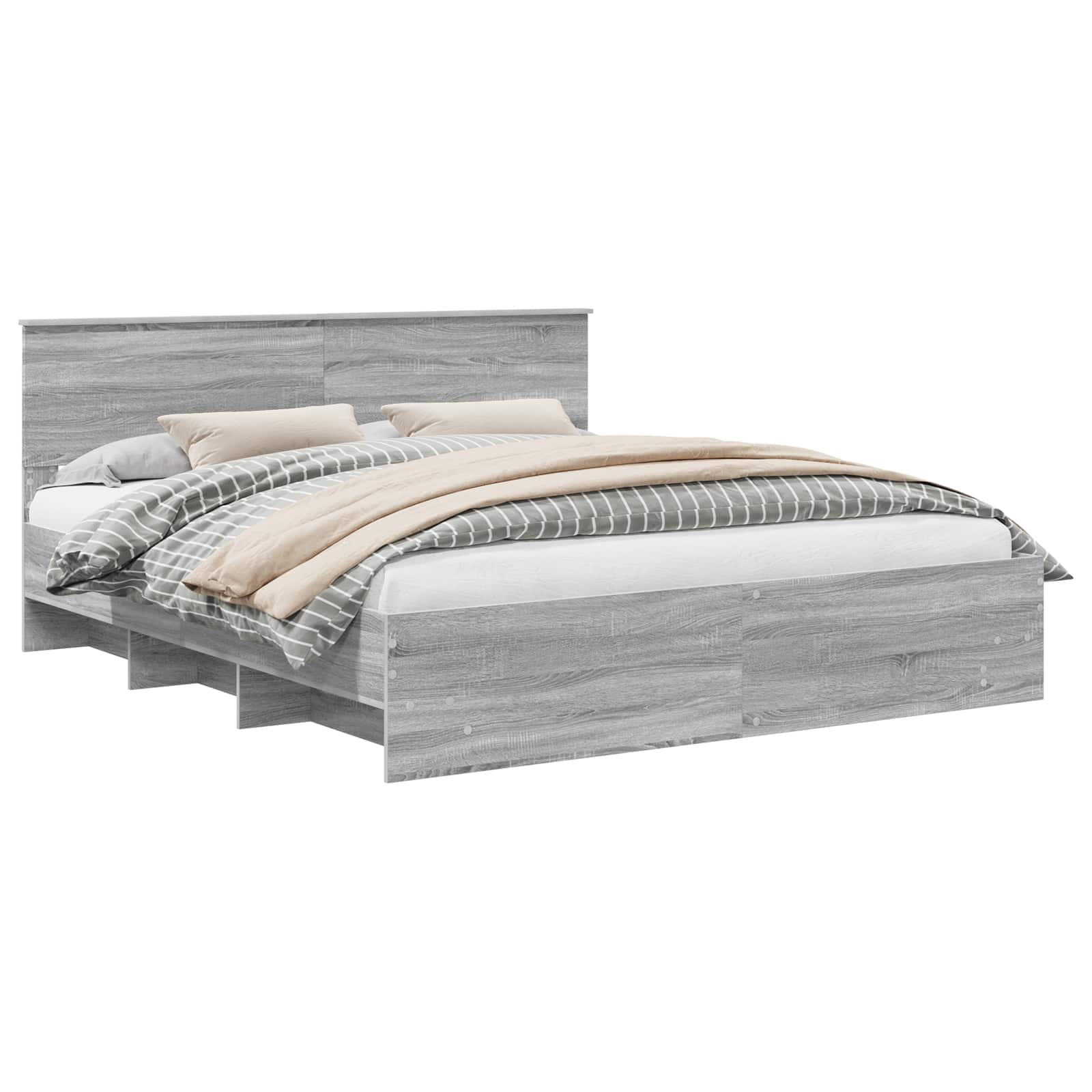 Struttura del letto con testiera Grigio Sonoma 200 x 200 cm | homemem39