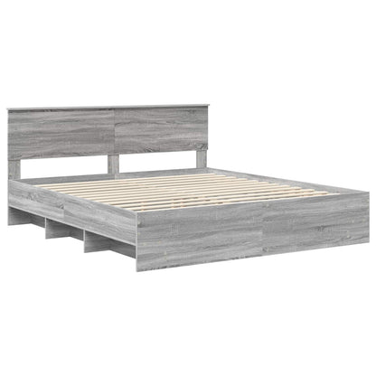 Struttura del letto con testiera Grigio Sonoma 200 x 200 cm | homemem39