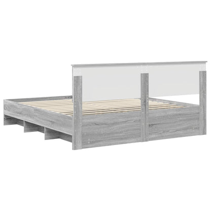 Struttura del letto con testiera Grigio Sonoma 200 x 200 cm | homemem39