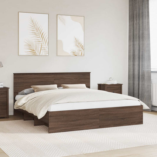 Struttura del letto con testiera Rovere Marrone 200 x 200 cm