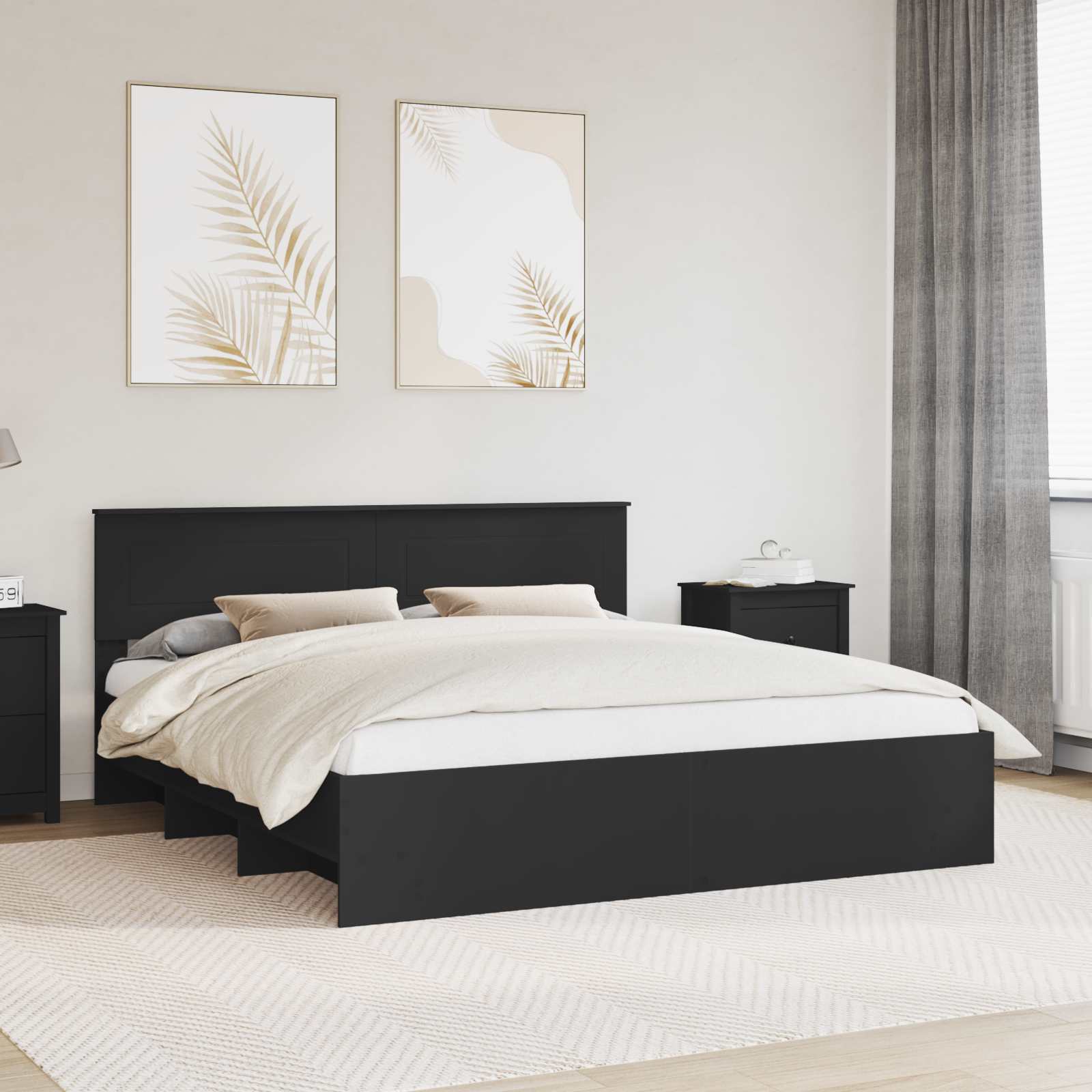 Struttura del letto Nero 180 x 200 cm Legno multistrato | homemem39