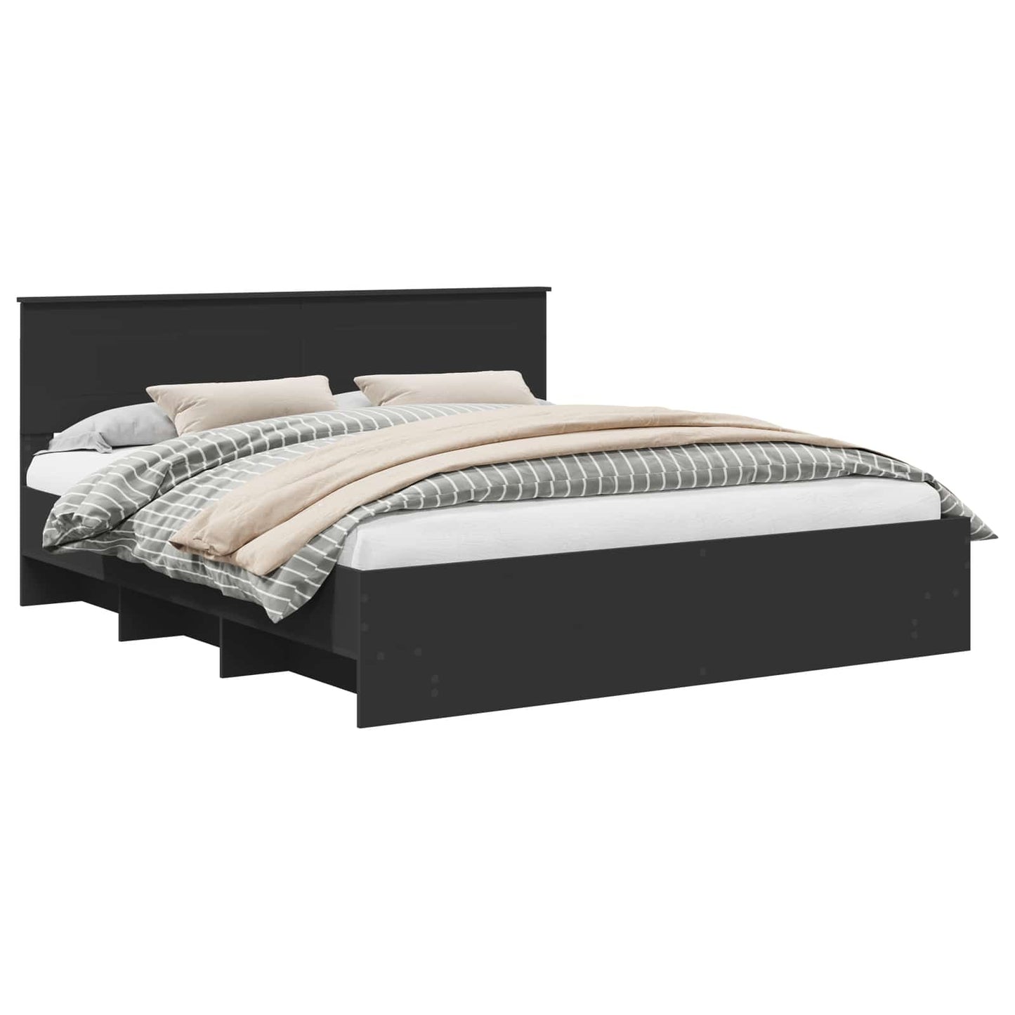 Struttura del letto Nero 180 x 200 cm Legno multistrato | homemem39